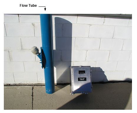 RayMas® Non-contact Solids Flow Meter, Gravity Flow Type; 6”-diameter metering Whole Corn; Similar 8”-diameter metering Ground Processed Corn