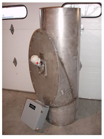 RayMas® Non-contact Solids Flow Meter, 20-inch Diameter, Gravity Flow Type; Product Material metered – Wet Corn Material